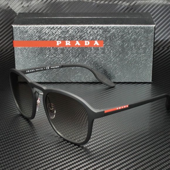 Prada Men's Black and Grey Rubber Sunglasses!